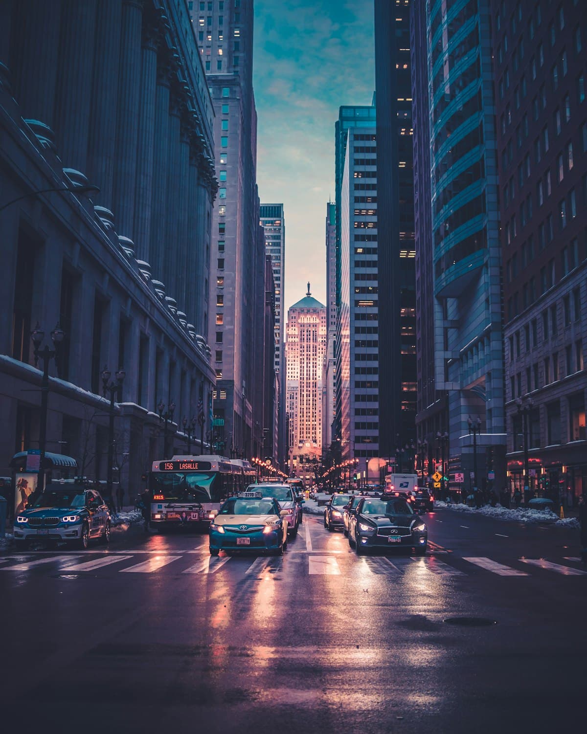 City street at dusk